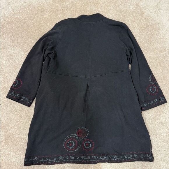 Dark Gray and Red Long Cardigan with Intricate Pattern Cotton size L - Picture 4 of 9